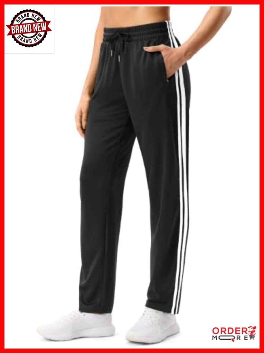 Women's Track Pants Tapered Athletic Pants with Zipper Pockets, 3 Inseam